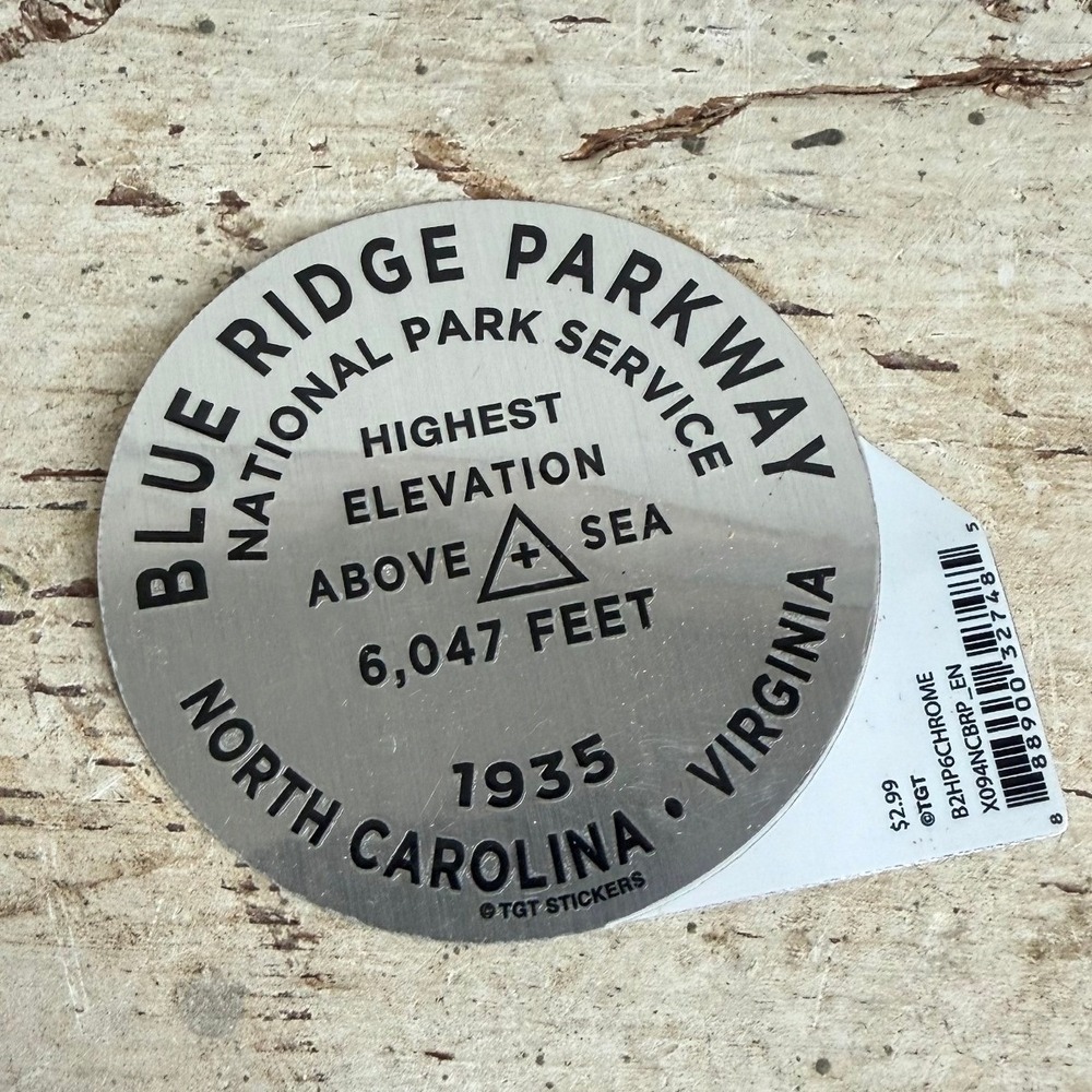 Blue Ridge Parkway Chrome Sticker Highest Elevation 6047 Ft Decal